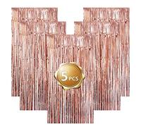 Vorhang Glitzer - Lot de 5 lames de Folie avec franges lumineuses et Lamellen - Idéal pour les mariages, les anniversaires, la Bachelorette Party et Bühnendekor (Rose)