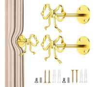 Vorhanghalter Haken 2er Set - Metall Legierung Wandhalter Mit Schleifen Design | Gardinen Halterung | Dekorative Vorhang Raffhalter Für Schlafzimmer Bad Büro Küche Balkon Kinderzimmer