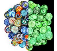 VORHOT 100 Pièces Decoration Cabochon Rond Lumineuse, 25mm Cabochons pour Bijoux, Cabochons Verre pour Bijoux, Scrapbooking et Décoration Artisanale Extérieure ou Intérieure