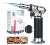 VORHOT Chalumeau de Cuisine, Réglable et Rechargeable Briquet Chalumeau,Torche à Butane avec Verrouillage de Sécurité, Chalumeau Gaz Bricolage pour Cuisson BBQ Crème Brûlée(Butane non Inclus), GF-907