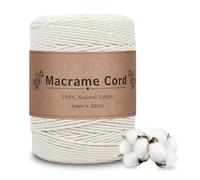 VORHOT Corde Macramé 3mm, Fil Macramé 3mm, Macrame Corde 300m Beige, Coton, Bobine Fil Macrame pour Bricolage, Artisanat, Tapisserie, Plante Suspendue, Décoration Boho