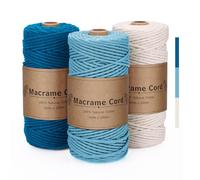 VORHOT Corde Macramé 3mm, Fil Macramé 3mm, Macrame Corde Lot Bleu, Coton, Bobine Fil Macrame pour Bricolage, Artisanat, Tapisserie, Plante Suspendue, Décoration Boho