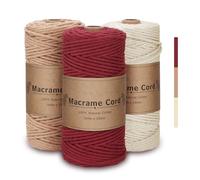 VORHOT Corde Macramé 3mm, Fil Macramé 3mm, Macrame Corde Lot Rouge, Coton, Bobine Fil Macrame pour Bricolage, Artisanat, Tapisserie, Plante Suspendue, Décoration Boho