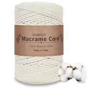 VORHOT Corde Macramé 4mm, Fil Macramé 4mm, Macrame Corde 170m Beige, Bobine Fil Macrame pour Bricolage, Artisanat, Tapisserie, Plante Suspendue, Décoration Boho