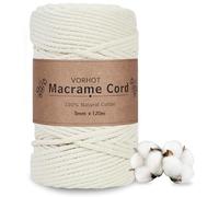 VORHOT Corde Macramé 5mm, Fil Macramé 5mm, Macrame Corde 120m Beige, Bobine Fil Macrame pour Bricolage, Artisanat, Tapisserie, Plante Suspendue, Décoration Boho