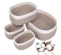 VORHOT Lot de 4 Panier Rangement Tissé en Corde Coton, Panier Rangement Salle de Bain, Corbeille Rangement Panier Table a Langer Bébé, Décoration Organisateur pour Salon Chambre à Coucher