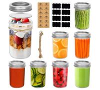VORHOT Lot de 8 Overnight Oats Jar 250ml, Bocaux en Verre Pot Yaourt Avoine en Verre avec Couvercles à Vis Scellés, Bocal en Verre Hermétique pour la Préparation des Repas, Yaourt, Salades