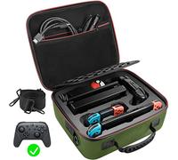 VORI Étui de transport pour Nintendo Switch, étui de rangement rigide avec bandoulière pour console Nintendo Switch et accessoires, manette Pro, vert