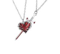 VORILO Collier pour couple avec pendentif cœur et rapière - Symbole d'amour significatif - Chaîne réglable - Cadeau d'anniversaire de mariage