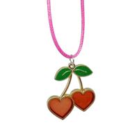 VORILO Collier ras du cou tendance rouge cerise avec pendentif en forme de fruits sucrés, chaîne de clavicule en corde cirée, colliers esthétiques pour fête d'anniversaire