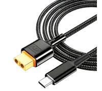 VORILO Cordon d'alimentation XT60M à 2 broches avec requête PD de type C | Câble tressé de 100 cm, 5-20 V jusqu'à 100 W 5 A, modèle portable, pour bateau, voiture, avion, chargeur de secours