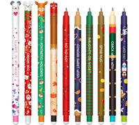 VorIrydian Lot de stylos gel-effaçables - Noël Erasable Ink Pens avec encre effaçable thermosensible, une variété de couleurs d'encre et de designs de tige, pointe de 0,7 mm (10 stylos effaçables-A)