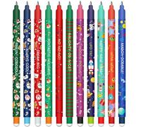 VorIrydian Lot de stylos gel-effaçables - Noël Erasable Ink Pens avec encre effaçable thermosensible, une variété de couleurs d'encre et de designs de tige, pointe de 0,7 mm (11 stylos effaçables-A)