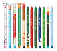 VorIrydian Lot de stylos gel-effaçables - Noël Erasable Ink Pens avec encre effaçable thermosensible, une variété de couleurs d'encre et de designs de tige, pointe de 0,7 mm (12 stylos effaçables)