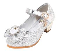 Vorkhuaeri Basket Enfant Fille Princesse Elsa, Chaussures de Danse Paillettes Costume Princesse, Adaptées pour Habiller Fête Cosplay Mariage Noël (B2-Silver,31)