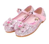 Vorkhuaeri Chaussures de Princesse Elsa pour Filles, Baskets Plates à Paillettes pour Enfants, Chaussures Costume Habiller Une Fête Cosplay Mariage (27,B1-Rosa)