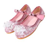 Vorkhuaeri Chaussures de Princesse Elsa pour Filles, Baskets Plates à Paillettes pour Enfants, Chaussures Costume Habiller Une Fête Cosplay Mariage (31,D1-Rosa)