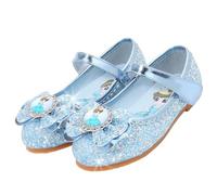 Vorkhuaeri Chaussures de Princesse Elsa pour Filles, Baskets Plates à Paillettes pour Enfants, Chaussures Costume Habiller Une Fête Cosplay Mariage (23,B3-Blue)