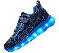 Vorkhuaeri Chaussures LED Spider pour Enfants, Baskets Lumineuses pour Garçons et Filles, Chargeur USB Baskets Clignotantes Cadeau d'anniversaire Noël (26,B-Blue)