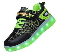 Vorkhuaeri Chaussures LED Spider pour Enfants, Baskets Lumineuses pour Garçons et Filles, Chargeur USB Baskets Clignotantes Cadeau d'anniversaire Noël (27,C-Green)