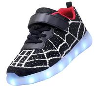 Vorkhuaeri Chaussures LED Spider pour Enfants, Baskets Lumineuses pour Garçons et Filles, Chargeur USB Baskets Clignotantes Cadeau d'anniversaire Noël (29,A-Black)