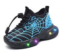 Vorkhuaeri Chaussures Lumineuses pour Enfants, Baskets de Course LED pour Garçons Filles, Baskets Sport Marche Maille Dessin Animé (29,A-Black)