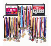 Vorlich® Support dossards & médailles avec app Run et Plan 4 semaines - Présentoir Mural pour 100+ médailles et 200+ dossards - Porte-médailles pour Coureurs