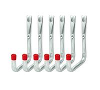 VORMANN Lot de 6 crochets muraux, crochets de garage, charge maximale : 37 kg, résistant aux intempéries, en forme de U, dimensions : 220 x 144 x 91 x 105 mm, fabriqué en Allemagne