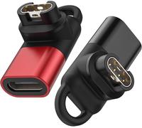 VornixorSarlshop-2Pack USB C Adaptateur de Chargeur Garmin Watch, 90° Connecteur Câble Type C pour Fenix 8 7 6 5 E, Forerunner 970 570 965 265 165 55, Instinct 3 2 1, Vivoactive 6 5, Venu 4 3 2, Noir