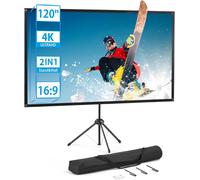 VornixorSarlshop-crans de Projection avec Support, Écran de Projection Portable, 120 Pouces, 16:9, Écrans de Projection, HD 4K, Léger, à Transporter, Idéal Pour le Home Cinéma, Les Films en Intérieur