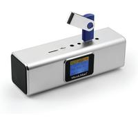 VornixorSarlshop-Enceinte Stéréo Portable avec Écran LCD (3546) ¿ Lecteur MP3, Radio FM, Port USB&MicroSD, Batterie Rechargeable ¿ Entrée AUX ¿ Station Sonore en Aluminium Compacte pour (Argent)