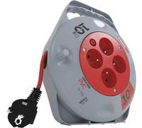 VornixorSarlshop-Mini enrouleur de câble 10m - 4 prises French - 230 V, 10 A, 2300 W - isolation PVC de haute qualité - H05VV-F3G 1,0 mm2 - avec interrupteur thermique - IP20 pour l'intérieur