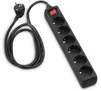 VornixorSarlshop-Multiprise 6 Prises 16A avec Interrupteur (Rallonge multiprises 1.4m, Bloc 6 Prises Type F Schuko, 3500W Max, Idéal Bureau PC luminaires, Atelier, Meuble TV, Garage) Noir