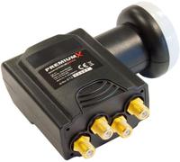 VornixorSarlshop-PremiumX Deluxe Quad LNB - Convertisseur de Signal pour 4 utilisateurs avec réception Satellite numérique en HD, UHD et 4K. Prend en Charge DVB-S2 et oscillateur de référence PLL