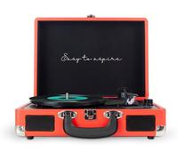 VornixorSarlshop-PRIXTON Platine Vinyle VC400, Tourne-Disque Vintage avec Bluetooth, Lecteur et Convertisseur des vinyles, 2 Haut-parleurs intégrés, Design Mallette, 3 Vitesses 33/45/78, Couleur Roug