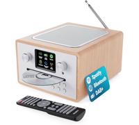 VornixorSarlshop-Radio Dab Plus avec Lecteur CD Bluetooth Poste Radio Internet WiFi Ampli Tuner CD avec Spotify Connect & Podcast Écran LED Couleur et Télécommande Homerton Chêne