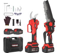 VornixorSarlshop2 en 1 Ensemble d'Outils de Jardinage : Mini Tronconneuse à Batterie 6 Pouces + Sécateur Électrique Sans Fil 0-40mm, 2 X 4.0 Ah Batteries, Lames Acier SK5 pour Coupe de Troncs et Bran