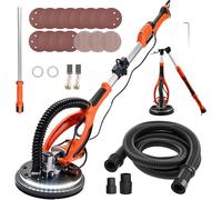 VornixorSarlshopPonceuse Girafe 850 W Ponceuse Mur et Plafond Tuyau d'Aspiration pour Plaques Plâtre Cloisons Sèches Plaquiste, 800-1700 tr/min, Éclairage LED, Poignée Télescopique Pliable, 15 Disque