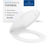 VornixorSarlshopSiège de WC universel - Abattant de WC blanc brillant avec fermeture frein de chute - amovible et incassable en plastique thermodurcissable - forme ovale - Pièces détachées d'origine