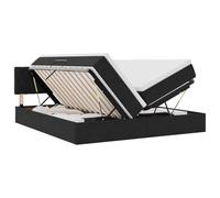 Vorpalize Lit à mémoire de forme avec matelas en velours noir 200 x 200 cm, cadre de lit avec espace de rangement, tête de lit réglable, bandes lumineuses USB, matelas inclus, surmatelas et kit de
