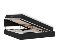 Vorpalize Lit de rangement avec matelas noir 180 x 200 cm en velours avec sommier à lattes, cadre de lit stable en bois, design moderne, grand espace de rangement, pour un sommeil confortable dans la