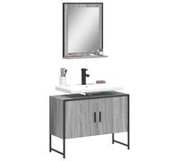Vorpalize Lot de 2 meubles de salle de bain gris Sonoma avec meuble sous lavabo et miroir, élégant ensemble de meubles de salle de bain pour salle de bain moderne, avec beaucoup d'espace de rangement