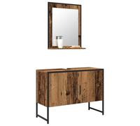 Vorpalize Lot de 2 meubles de salle de bain - Marron - En bois - 80 x 33 x 60 cm - Avec miroir - Armoire murale moderne - Pour petites et grandes salles de bain - Avec espace de rangement et style