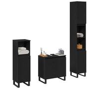Vorpalize Lot de 3 meubles de salle de bain muraux - Aspect chêne noir - Avec espace de rangement - Ensemble de meubles de salle de bain modernes pour petites et grandes salles de bain - Durable