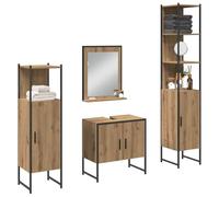 Vorpalize Lot de 4 meubles de salle de bain - Marron - 33 x 33 x 185,5 cm - En bois - Design moderne - Espace de rangement élégant pour rénovation ou rénovation de salle de bain