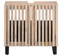 Vorpalize Meuble sous lavabo 62 x 34 x 58 cm en bois de manguier massif avec 2 portes et 2 compartiments pour meubles de salle de bain, armoire de salle de bain