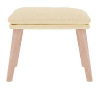 Vorpalize Repose-pieds en tissu crème avec pieds en bois de caoutchouc - 45 x 29,5 x 35 cm - Tabouret compact pour chambre à coucher, salon et décoration comme repose-pieds ou tabouret de maquillage
