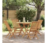 Vorpalize Table de jardin 5 pièces en teck massif avec chaises pliantes pour jardin, balcon, terrasse, ensemble de meubles de jardin résistant aux intempéries, idéal pour l'extérieur, pique-nique