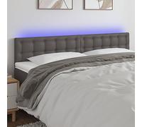 Vorpalize Tête de lit grise - 180 x 5 x 78/88 cm - En cuir synthétique - Réglable en hauteur avec lumières colorées - Convient pour cadre de lit - Matériau durable - Avec bande découpable et port USB