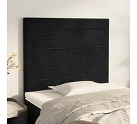 Vorpalize Tête de lit noire 80 x 5 x 118/128 cm en velours pour cadre de lit avec soutien réglable en hauteur et pied en bois stable, design élégant, protège le mur et crée du confort dans la chambre